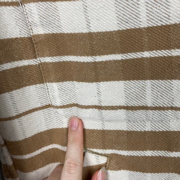 Everlane The Oversized Shirt Jacket Camel‎ Plaid Shacket 100% Cotton Size Small - Picture 10 of 12